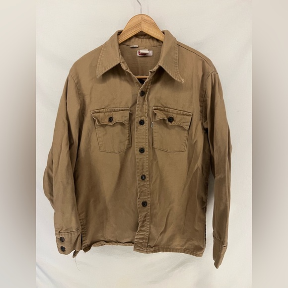 Vintage 70s Levi’s White Tab Big E Mens Button Up Long Sleeve Work Shirt Size L - Picture 1 of 16